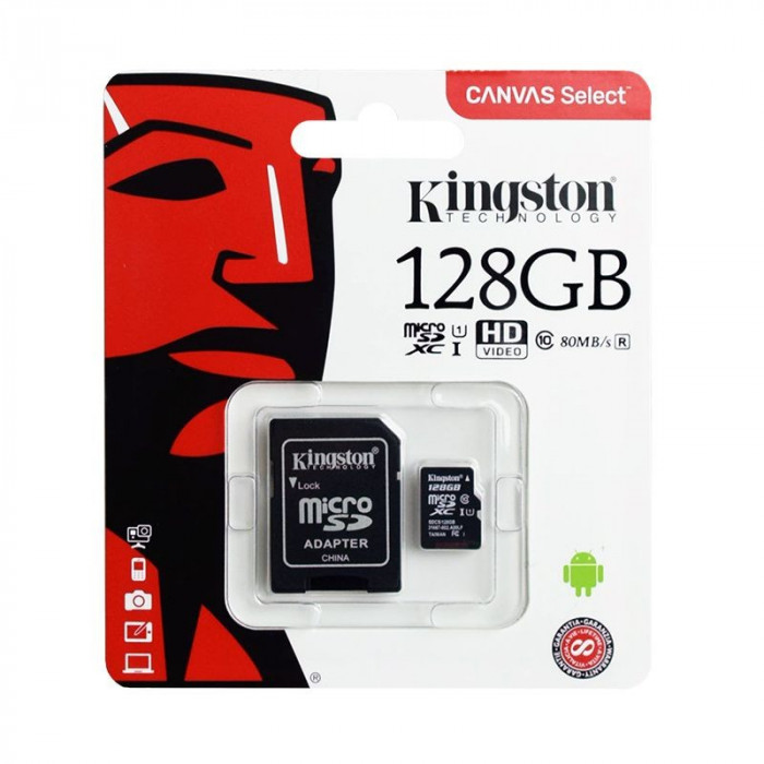 Card microSD Kingston, 128 GB, clasa 10