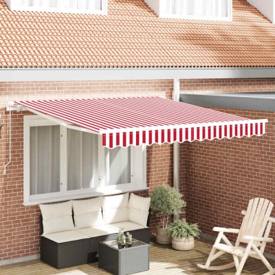 vidaXL Cortina Retractabilă Manual Roșu și alb 350 x 250 cm țesătură 3330267 foto