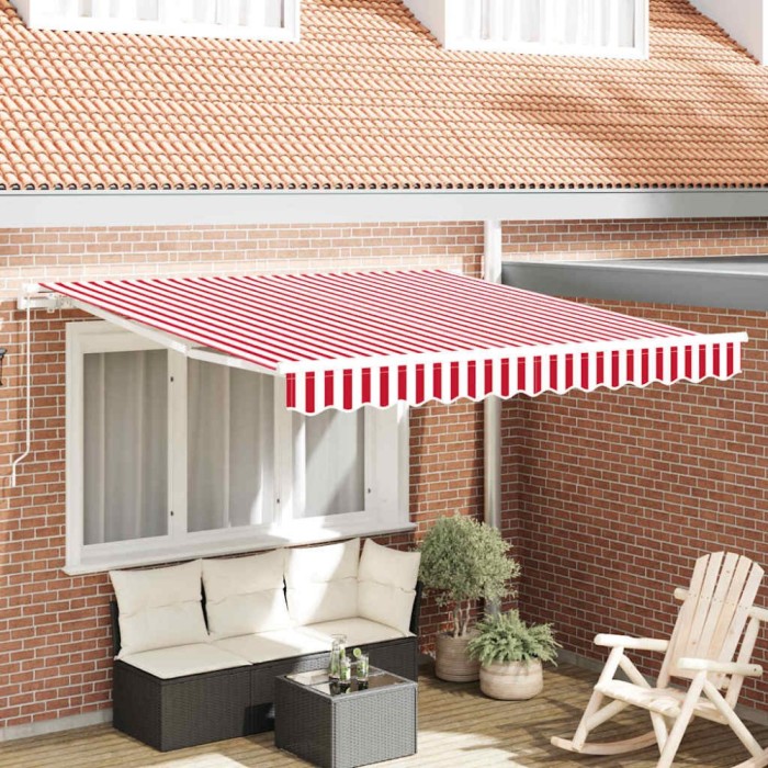 vidaXL Cortina Retractabilă Manual Roșu și alb 350 x 250 cm țesătură 3330267