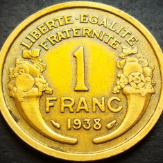Moneda istorica 1 FRANC - FRANTA, anul 1938 * cod 4821