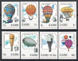 Zaire Zair 1984 Mi 867/74 MNH - 200 de ani de aviatie, baloane, Nestampilat