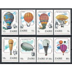Zaire Zair 1984 Mi 867/74 MNH - 200 de ani de aviatie, baloane