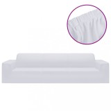 Husa elastica pentru canapea cu 4 locuri poliester jersey alb