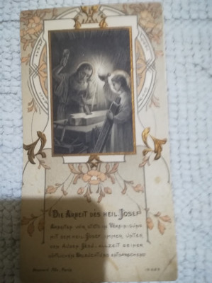1939 Iconita catolica semnata Ervin Zaremba cu 5 timbre catolice pe verso foto