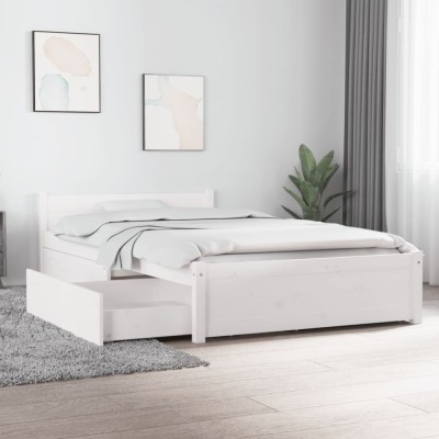 vidaXL Cadru de pat cu sertare, alb, 90x200 cm 3103484 foto