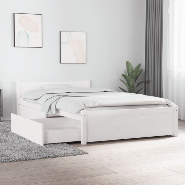 vidaXL Cadru de pat cu sertare, alb, 90x200 cm 3103484
