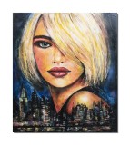 Cumpara ieftin Tablou pictat manual, Blonda de la miezul noptii, 120x100cm acril pe panza in cutit 3D, Kenny Varniote