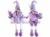 Cumpara ieftin Set 2 figurine Gnomi textil alb mov 14x9x34 cm
