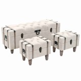 Cumpara ieftin Set banca depozitare 3 buc, lemn masiv si otel, 112x37x45 cm