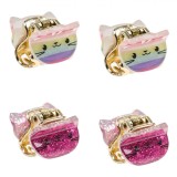 Set Clame Păr Copii, Model Pisică, Multicolor, Glitter, 2.5cm, 4 Bucăți, Oem