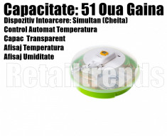 Incubator Clocitoare Electric 51 Oua Pui Gaina Dispozitiv Intoarcere Temp Umid foto