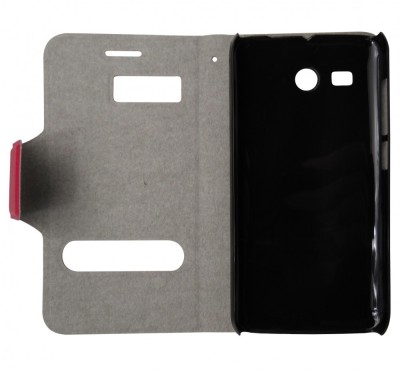 Husa tip carte cu stand rosie (cu decupaje frontale) pentru Huawei Ascend Y511 foto