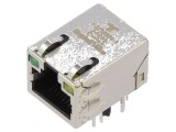 Conector RJ45 soclu ecranat cu diodă LED THT &icirc;n unghi, PIN 8