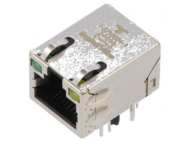 Conector RJ45 soclu ecranat cu diodă LED THT &icirc;n unghi, PIN 8