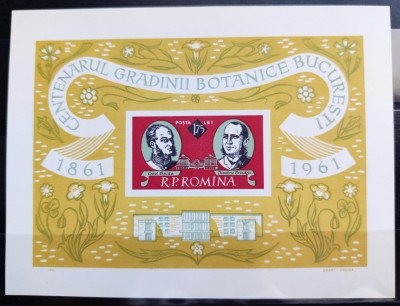 ROMANIA 1961 - Centenarul Gradinii Botanice - colita 51 - MNH** - LP 525 foto
