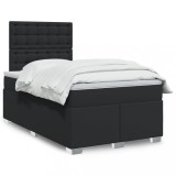VidaXL Pat box spring cu saltea, negru, 120x190 cm, piele ecologică 3290712
