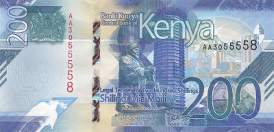 Bancnota Kenya 200 Shilingi 2019 - PNew UNC ( SERIE NOUA ) foto