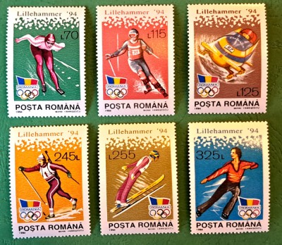 TIMBRE ROMANIA MNH LP1336/1994 - J.O. de Iarnă LILLEHAMMER -Serie simplă foto