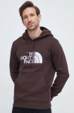 Cumpara ieftin The North Face hanorac de bumbac Drew Peak Hoodie bărbați, culoarea maro, cu glugă, cu imprimeu NF00AHJYI0I1