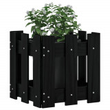 Jardiniera gradina design gard negru 30x30x30 cm lemn masiv pin GartenMobel Dekor, vidaXL