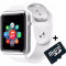 Ceas Smartwatch cu Telefon iUni A100i, BT, LCD 1.54 Inch, Camera, Alb + Card MicroSD 4GB Cadou