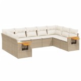 Cumpara ieftin Set canapele de gradina, 9 piese, cu perne, bej, poliratan