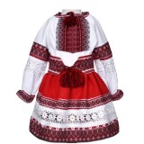 Costum Popular Muntenia pentru fete, rosu 6 ani 116 cm
