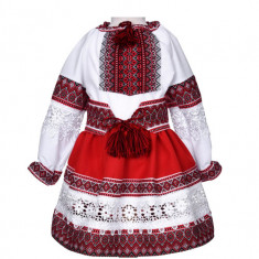 Costum Popular Muntenia pentru fete, rosu 6 ani 116 cm