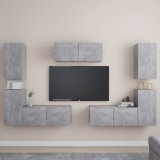 VidaXL Set de dulapuri TV, 7 piese, gri beton, lemn prelucrat