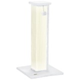 PawHut Zg&acirc;rietor pentru pisici st&acirc;lp zg&acirc;rietor din sisal și pluș, bilă suspendată bază stabilă 41 x 41 x 81 cm alb și crem | Aosom Romania