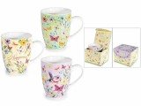 Cumpara ieftin Set 3 cani portelan in cutii cadou Fluturasi &Oslash; 8,5 cm x 10,5 H, 350 ml
