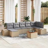 Set canapea de grădină 8 pcs Bej, gri deschis