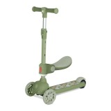 Trotineta, Lorelli Jetster Plus, pana la 20 kg, scaun pliabil si reglabil 4 pozitii, roti din silicon cu leduri colorate, Green