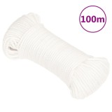 Franghie de barca, alb complet, 3 mm, 100 m, polipropilena GartenMobel Dekor, vidaXL