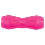 Jucarie din cauciuc eco pentru caini, forma de Gantera cu Gaura, 15 cm, roz