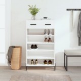 vidaXL Pantofar, alb extralucios, 60x35x105 cm, lemn prelucrat