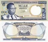 Bancnota Congo 1000 Franci 1964, Anulata, UNC