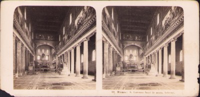 ST68N Roma, S Lorenzo fuori le mura, interno, 1903, stereoscopic photo foto