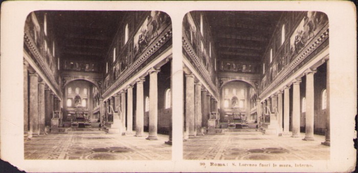 ST68N Roma, S Lorenzo fuori le mura, interno, 1903, stereoscopic photo