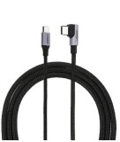 CABLU alimentare si date Ugreen, &quot;US255&quot;, Fast Charging Data Cable pt. smartphone, USB Type-C la USB Type-C 60W/3A Angled 90&Acirc;&deg;, braided, 2m, gri &quot;5012