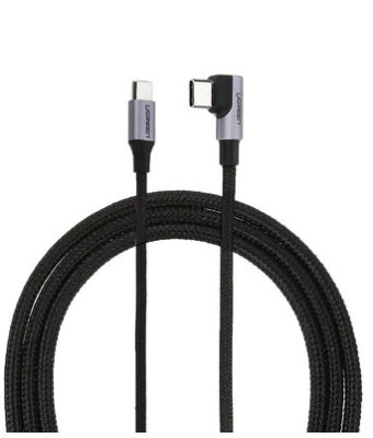 CABLU alimentare si date Ugreen, &amp;quot;US255&amp;quot;, Fast Charging Data Cable pt. smartphone, USB Type-C la USB Type-C 60W/3A Angled 90&amp;Acirc;&amp;deg;, braided, 2m, gri &amp;quot;5012 foto