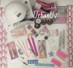 PILA+++CADOU-Kit URBANUV unghii false-Set manichiura gel uv,FREZA-LAMPA USB