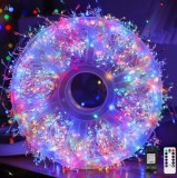 Instalatie Luminoasa LED 30m, Fir de Cupru, 600 Becuri Multicolore, Priza si Telecomanda, 8 moduri iluminare