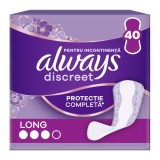 Absorbante zilnice pentru incontinenta urinara Discreet, Long, 40 bucati, Always