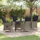 VidaXL Set de masă pentru grădină cu pernă 5 pcs Gri Rattan poli 3379550