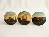 Set trei plachete islamice vintage gravura pe cupru si email