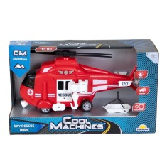 Elicopter de interventie cu lumini si sunete, Cool Machines, 1:16, Rosu