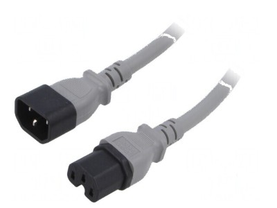 Cablu de alimentare IEC C14 la C15, 3m, gri foto
