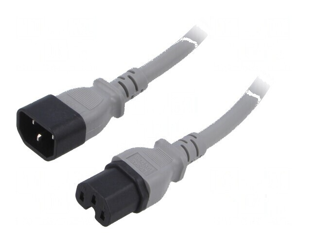 Cablu de alimentare IEC C14 la C15, 3m, gri