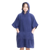 Poncho Baie Copii Homelevel 10-13 Ani Bumbac Organic Albastru - Halat Plaja/Piscina Universal Baieti
